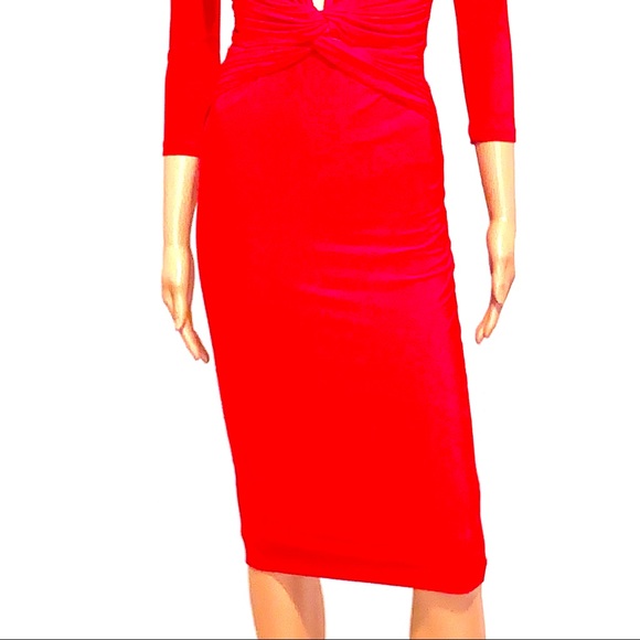 VIJO COUTURE Plunging Neck, Twist Front Party Dress - Picture 6 of 10